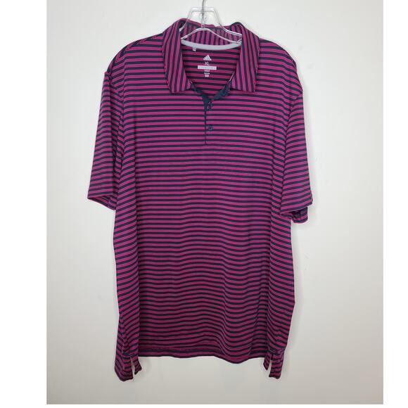 adidas Other - Adidas Golf blue pink striped short sleeve polo shirt - XL
